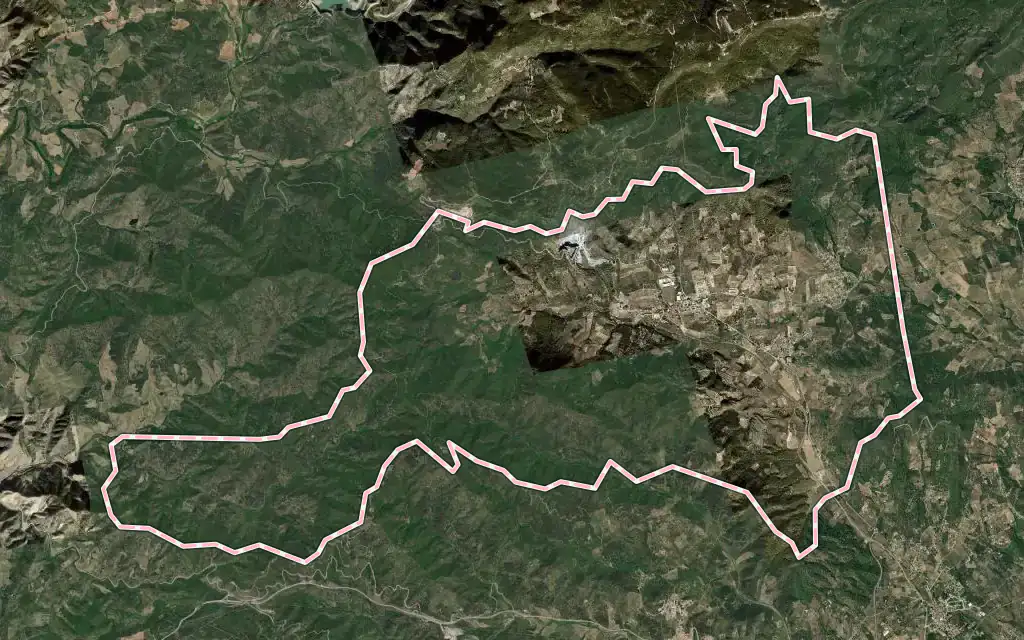 Vista satélite de Alforja con su contorno administrativo