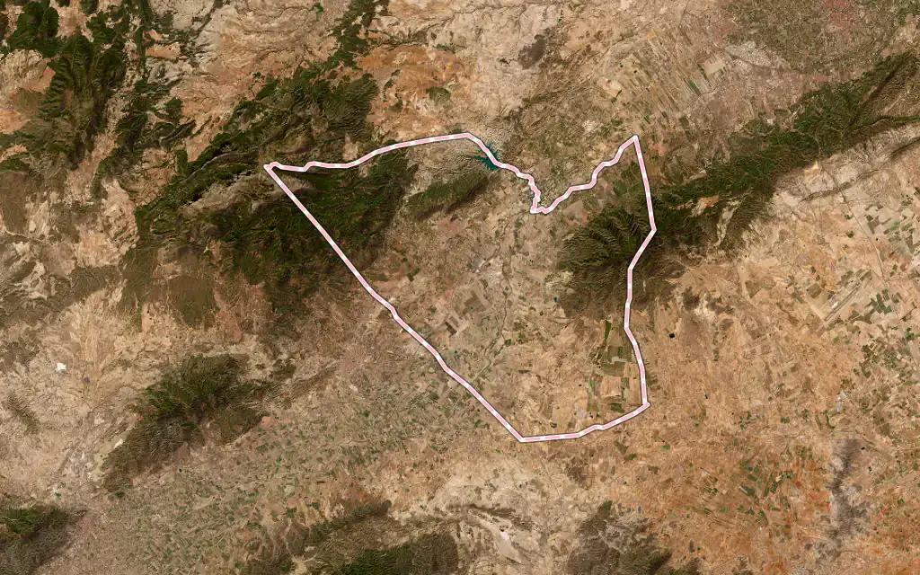 Vista satélite de Alhama de Múrcia con su contorno administrativo
