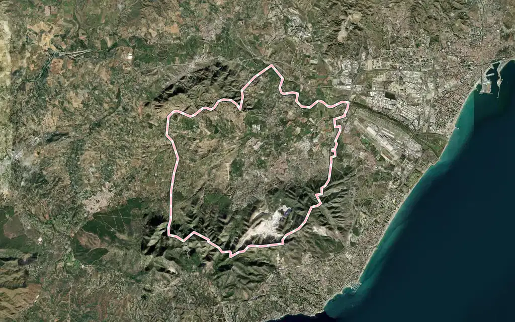 Vista satélite de Alhaurín de la Torre con su contorno administrativo