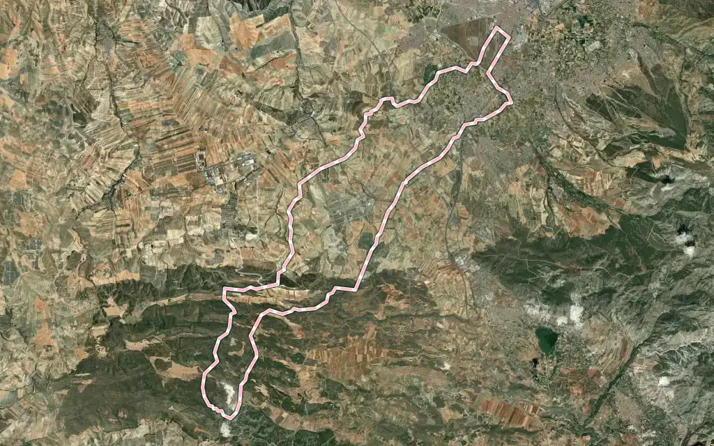 Vista satélite de Alhendín con su contorno administrativo