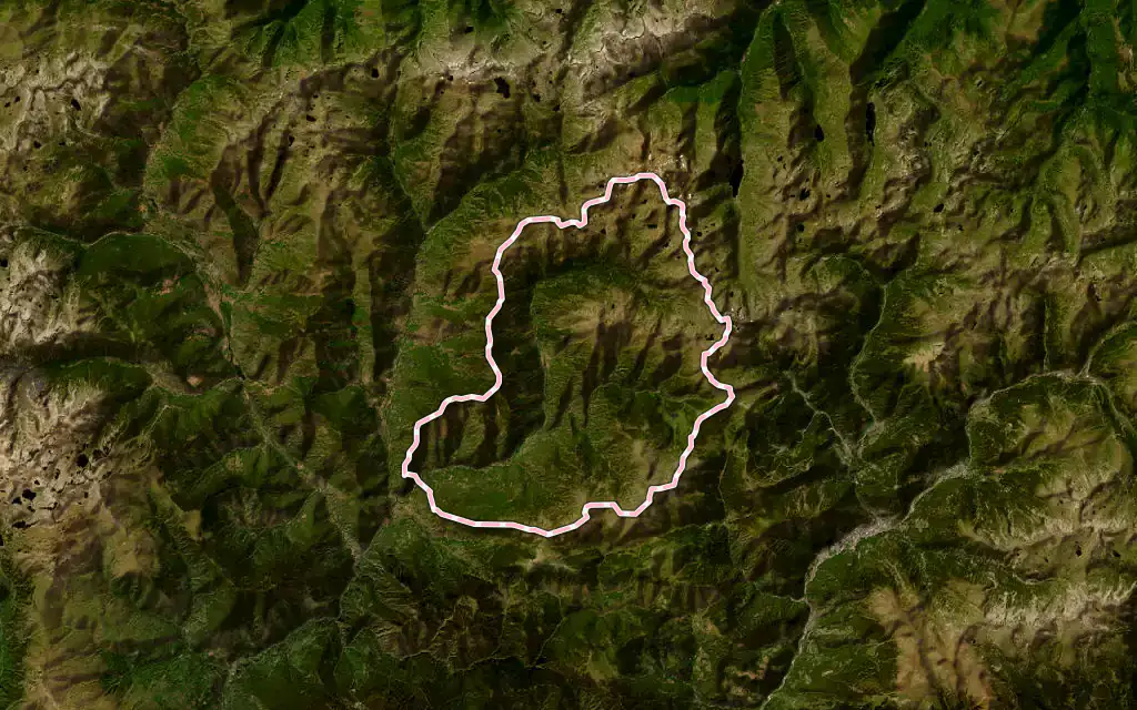 Vista satélite de Alins con su contorno administrativo