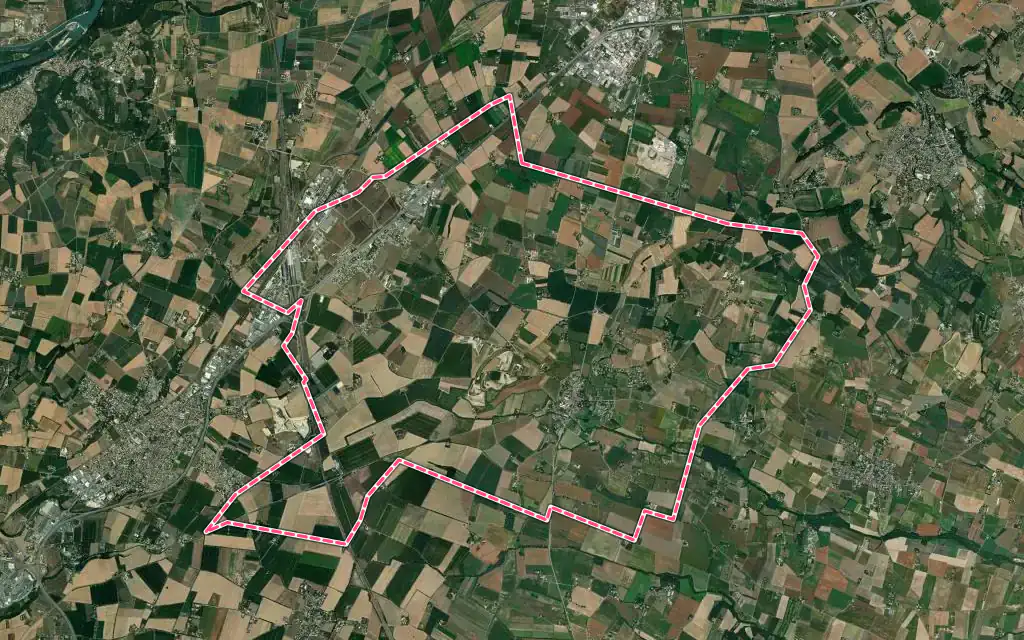 Vue satellite de Alixan avec ses contours administratifs