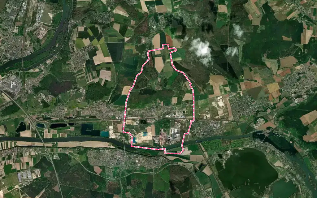 Vue satellite de Alizay avec ses contours administratifs
