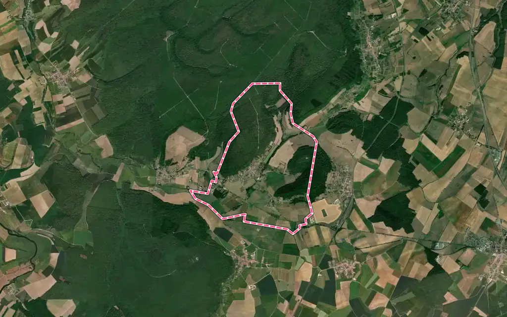 Vue satellite de Allamps avec ses contours administratifs