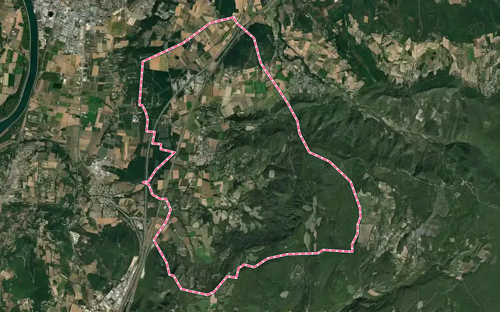Vue satellite de Allan avec ses contours administratifs