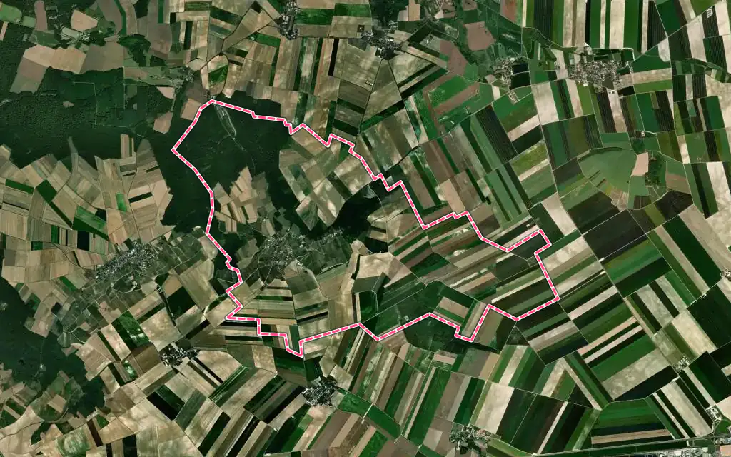 Vue satellite de Allemant avec ses contours administratifs
