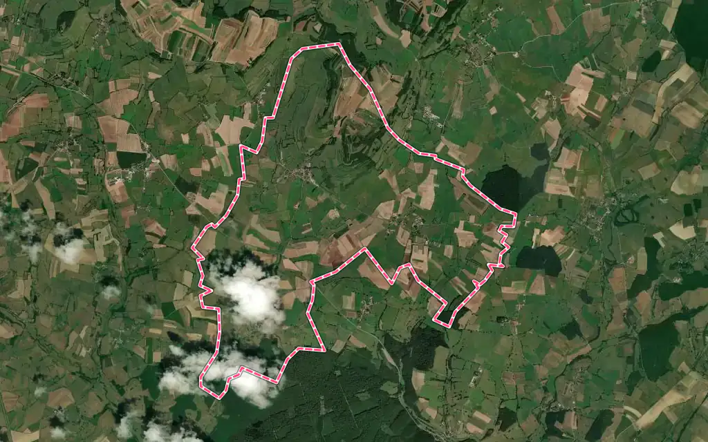 Vue satellite de Allerey avec ses contours administratifs