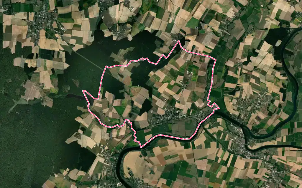 Vue satellite de Allerey-sur-Saône avec ses contours administratifs