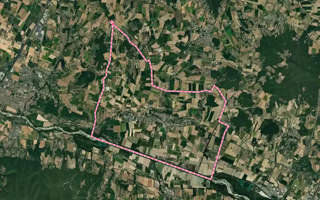 Vue satellite de Allex avec ses contours administratifs