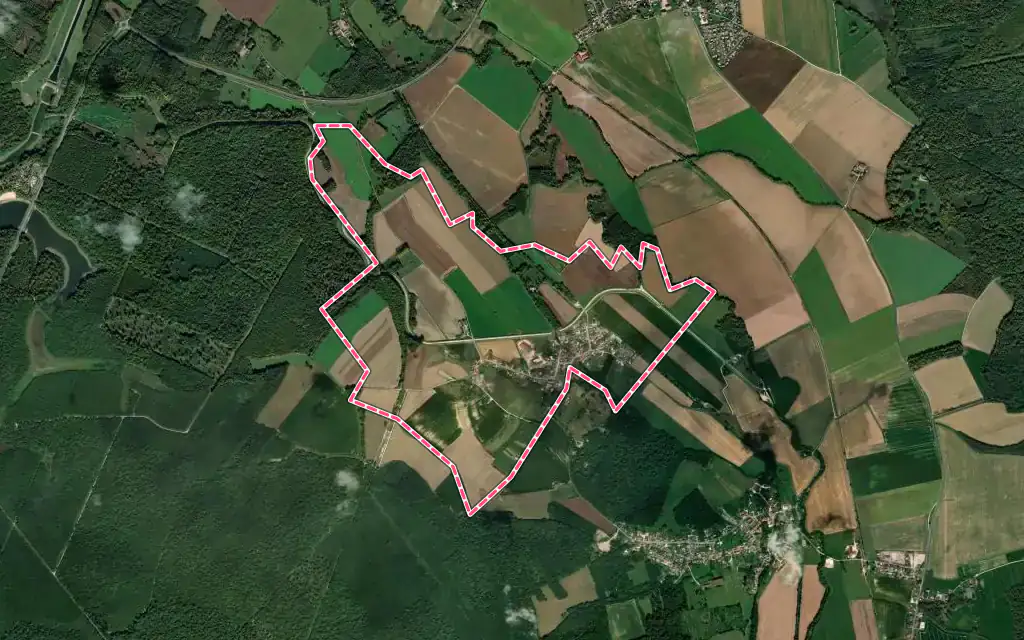 Vue satellite de Allichamps avec ses contours administratifs