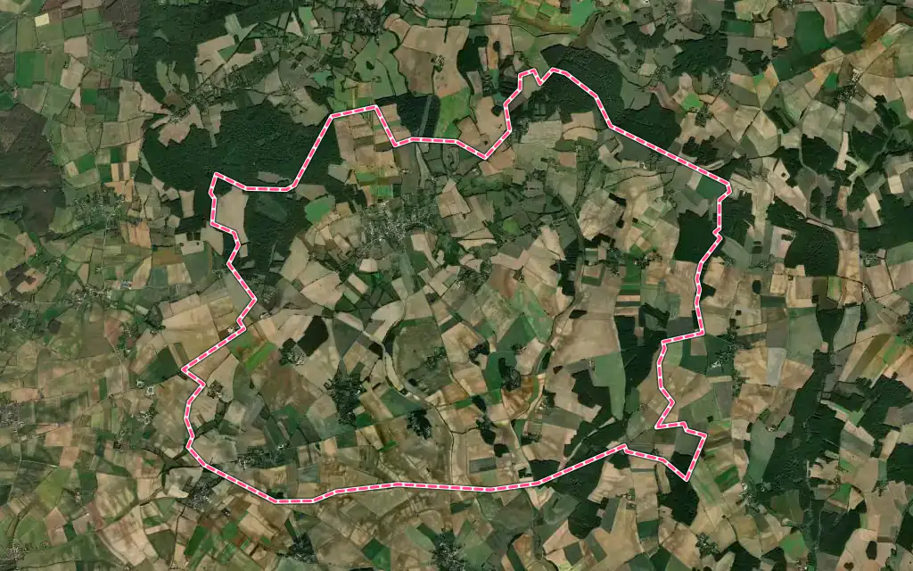 Vue satellite de Alligny-Cosne avec ses contours administratifs