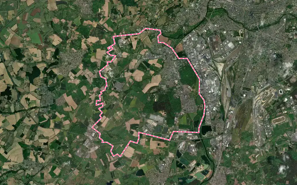 Vue satellite de Allonnes avec ses contours administratifs