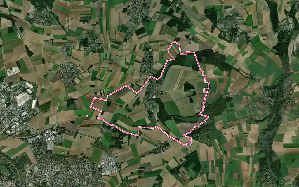 Vue satellite de Allonville avec ses contours administratifs
