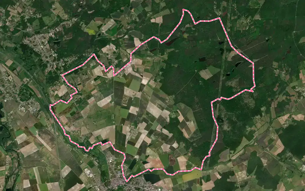 Vue satellite de Allouis avec ses contours administratifs