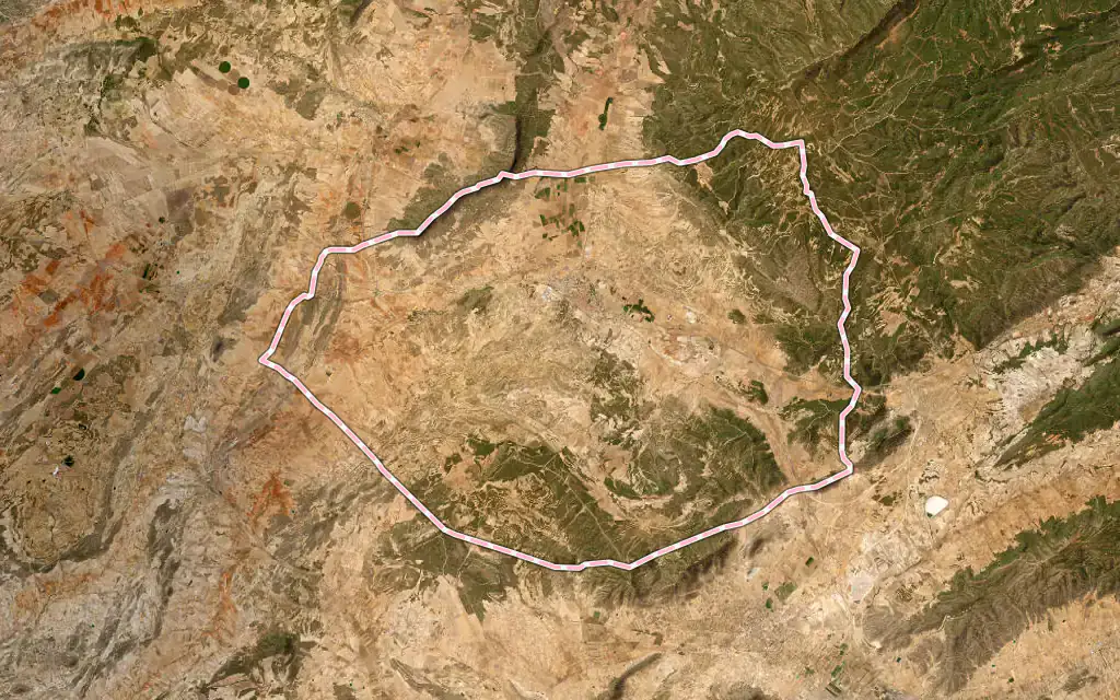 Vista satélite de almansa con su contorno administrativo