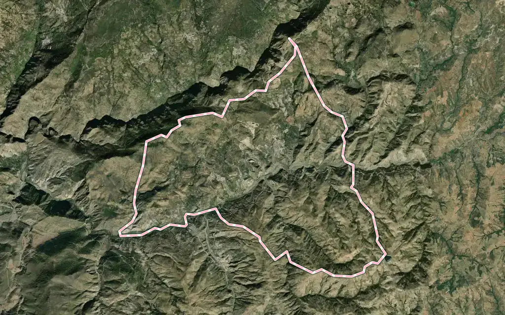 Vista satélite de Almegíjar con su contorno administrativo