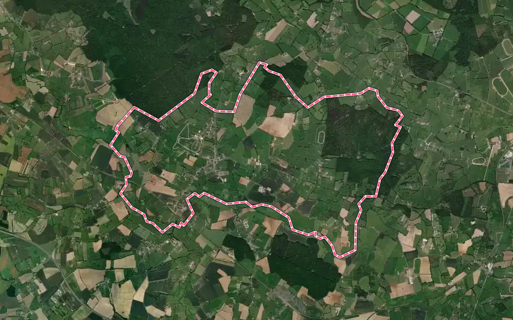 Vue satellite de Almenêches avec ses contours administratifs