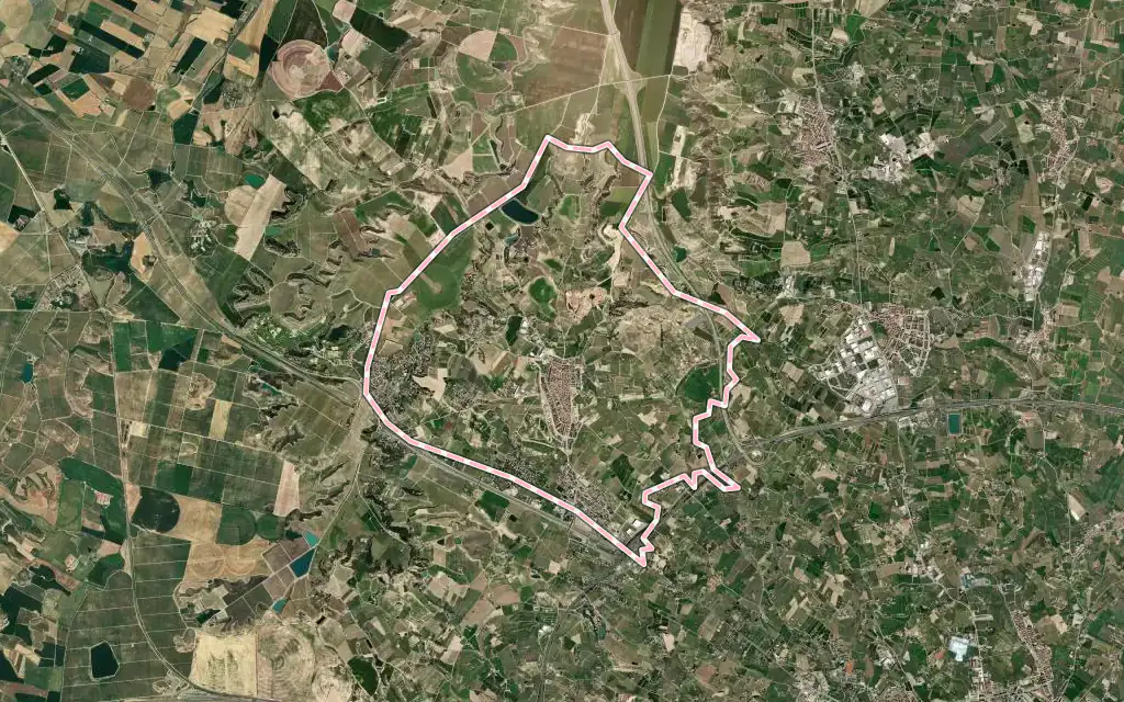 Vista satélite de Alpicat con su contorno administrativo