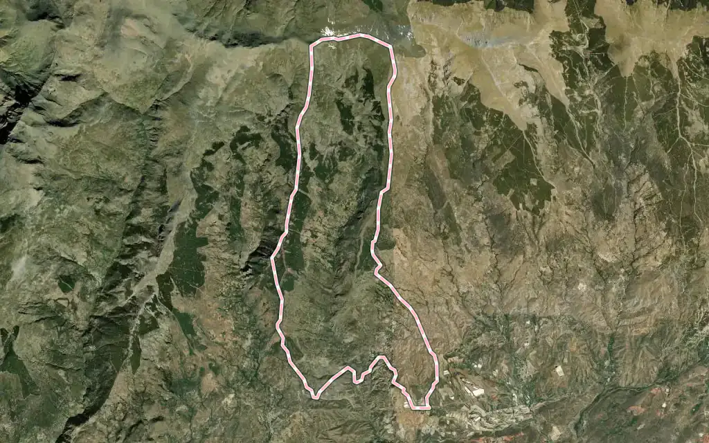 Vista satélite de Alpujarra de la Sierra con su contorno administrativo