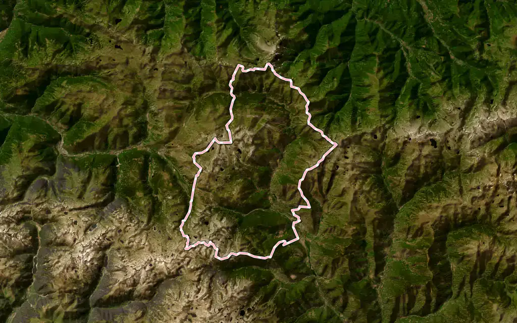 Vista satélite de Alt Àneu con su contorno administrativo