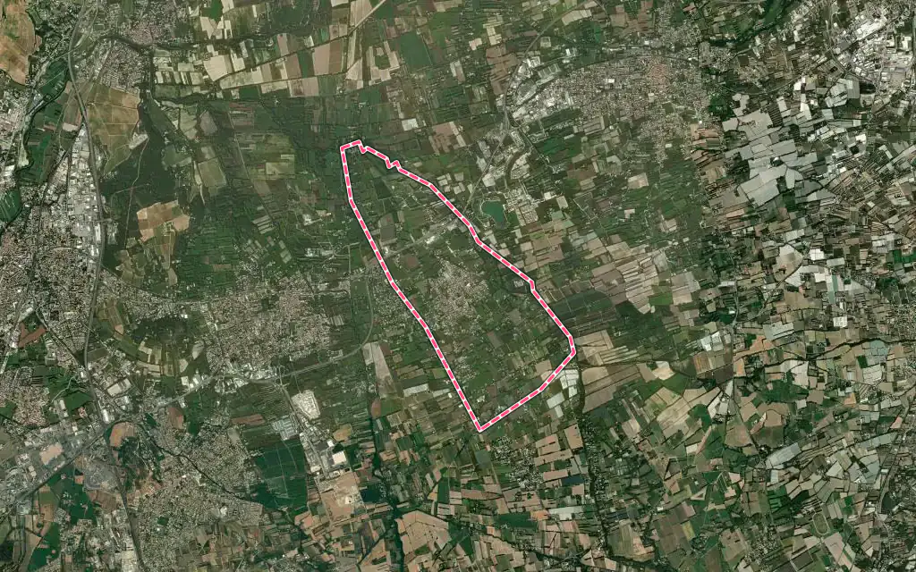 Vue satellite de Althen-des-Paluds avec ses contours administratifs