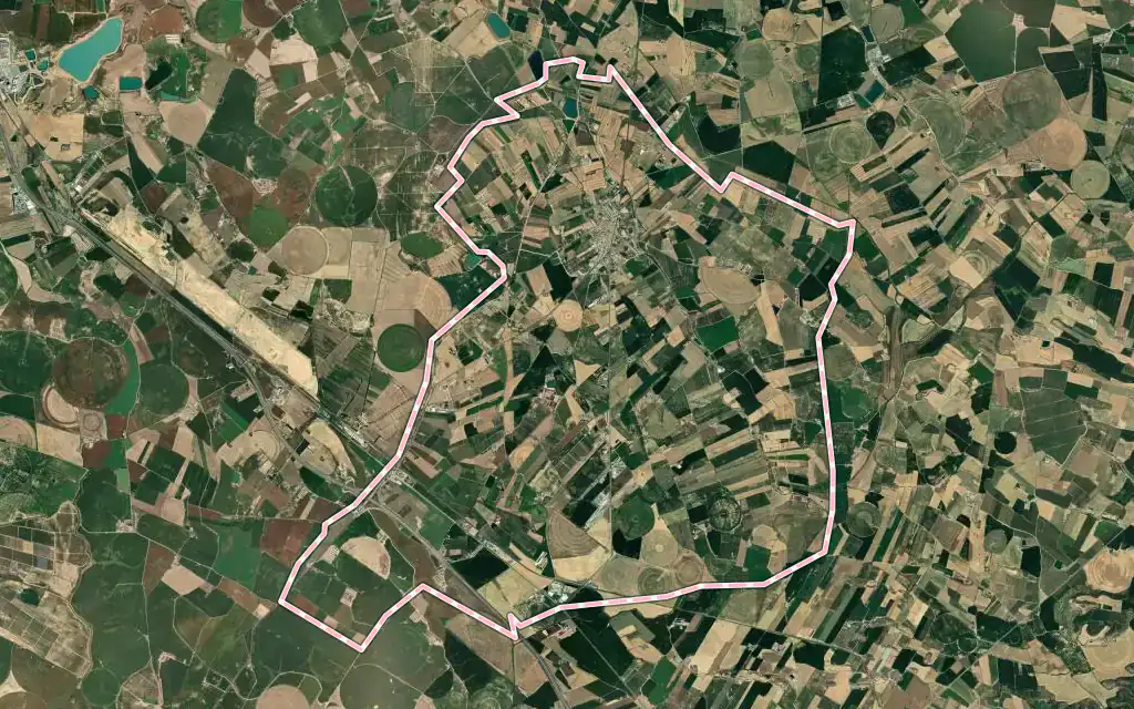 Vista satélite de Altorricón / el Torricó con su contorno administrativo