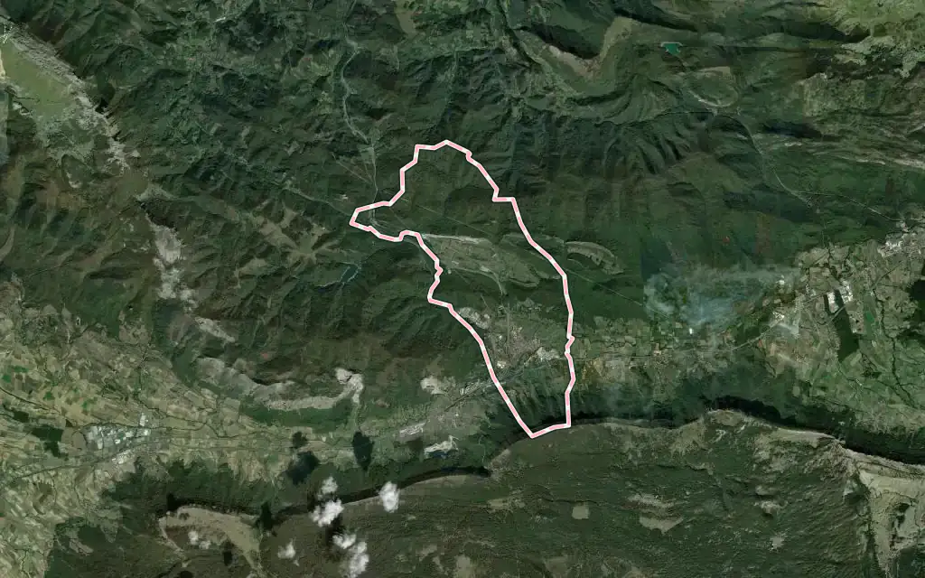Vista satélite de Altsasu / Alsasua con su contorno administrativo