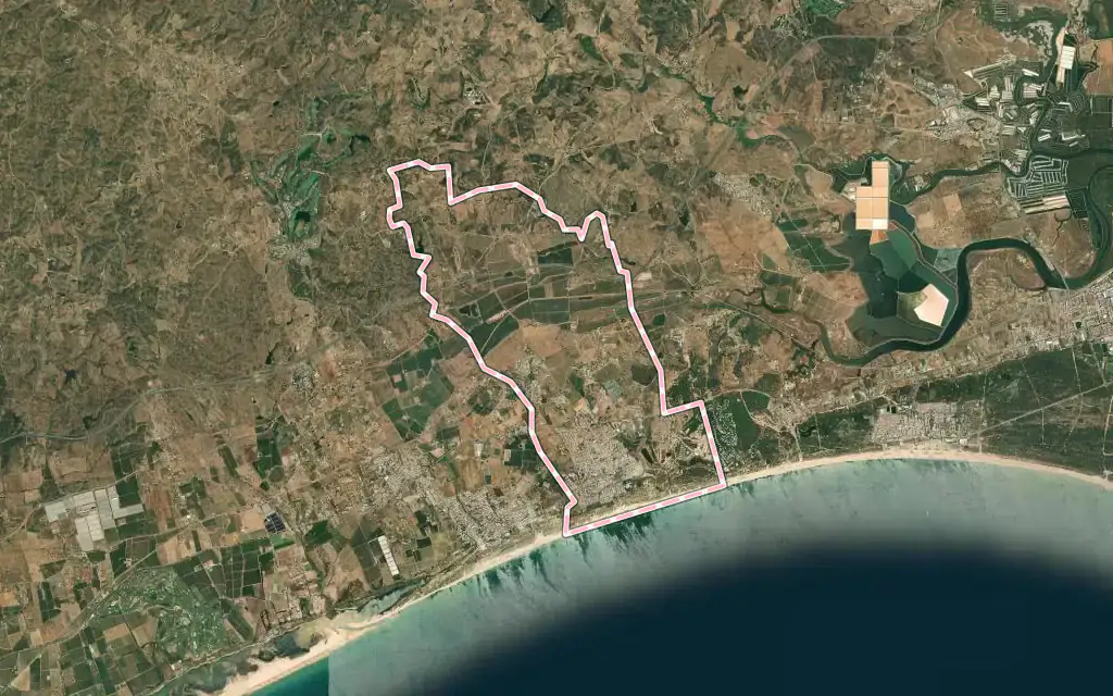 Vista satélite de Altura con su contorno administrativo