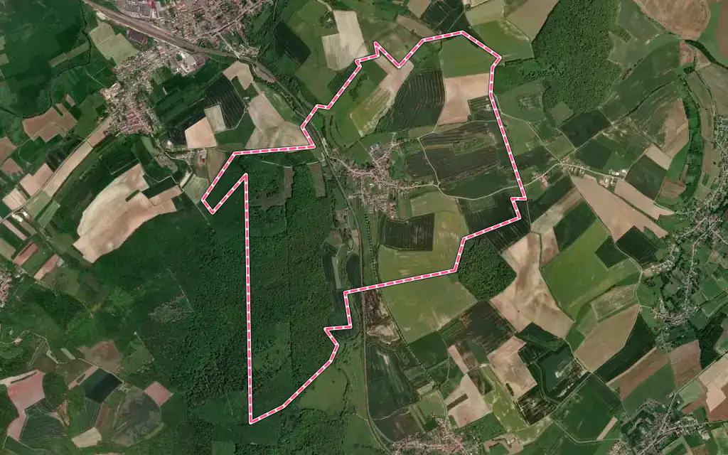 Vue satellite de Alzing avec ses contours administratifs