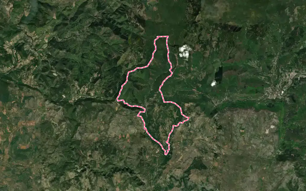 Vue satellite de Alzon avec ses contours administratifs