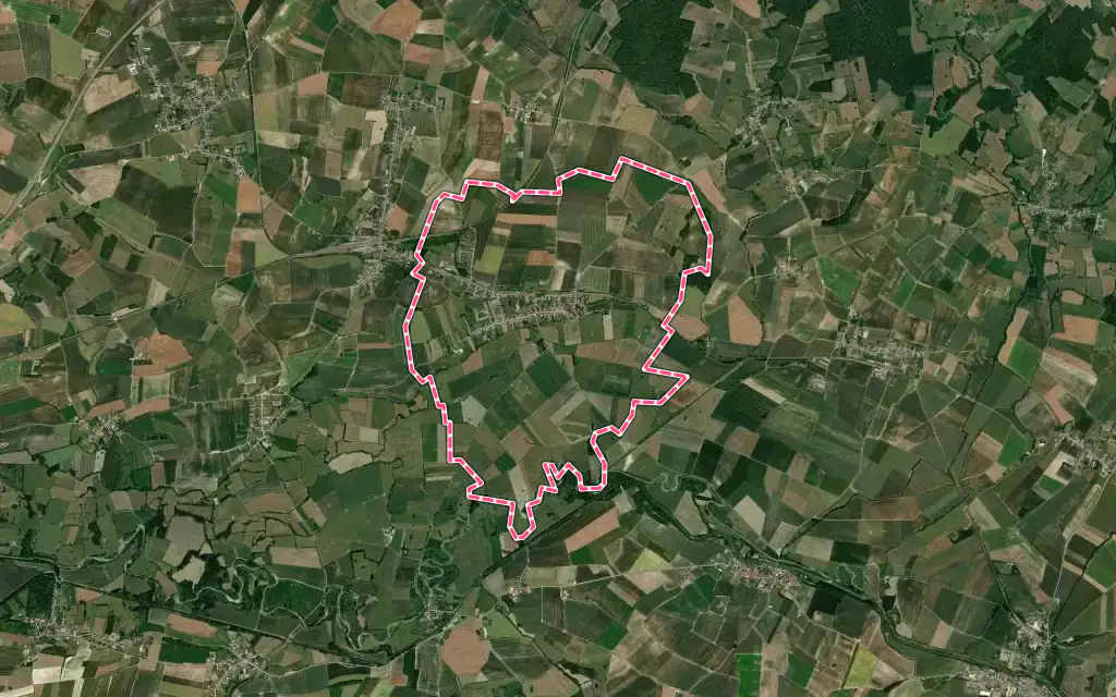 Vue satellite de Amagne avec ses contours administratifs