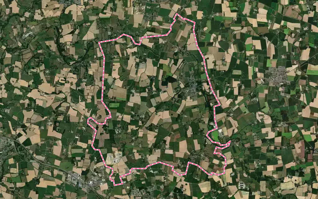 Vue satellite de Amanlis avec ses contours administratifs