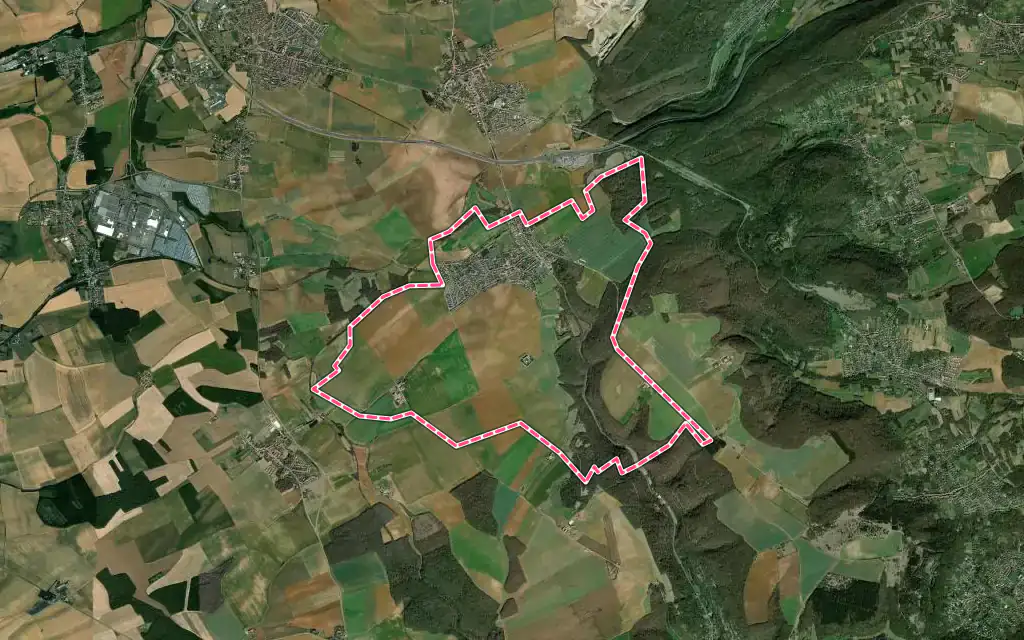 Vue satellite de Amanvillers avec ses contours administratifs