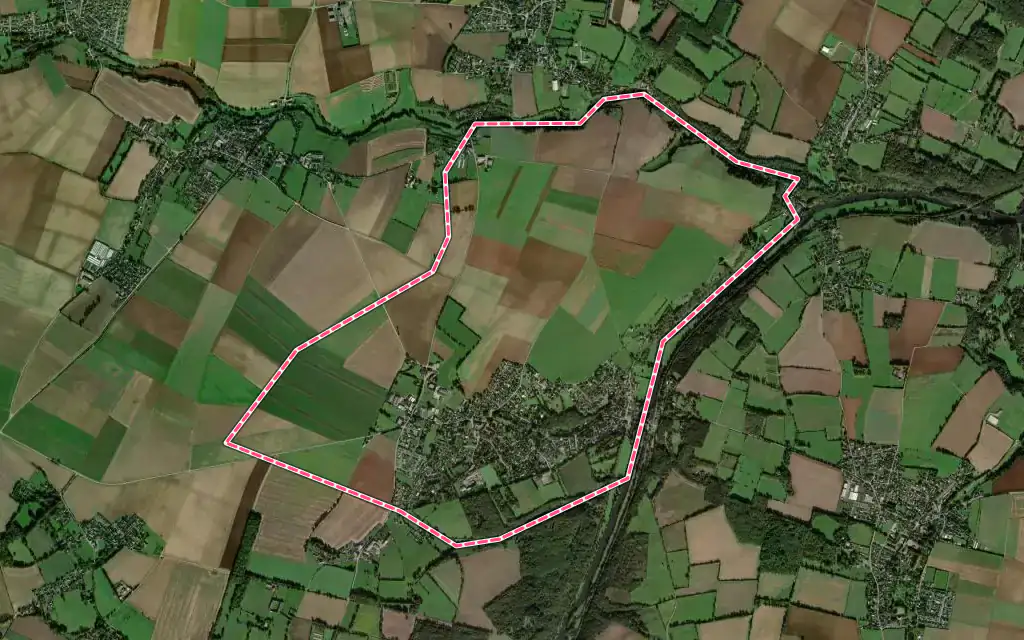 Vue satellite de Amayé-sur-Orne avec ses contours administratifs