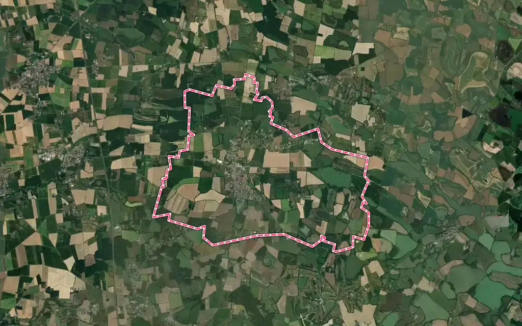 Vue satellite de Ambérieux-en-Dombes avec ses contours administratifs