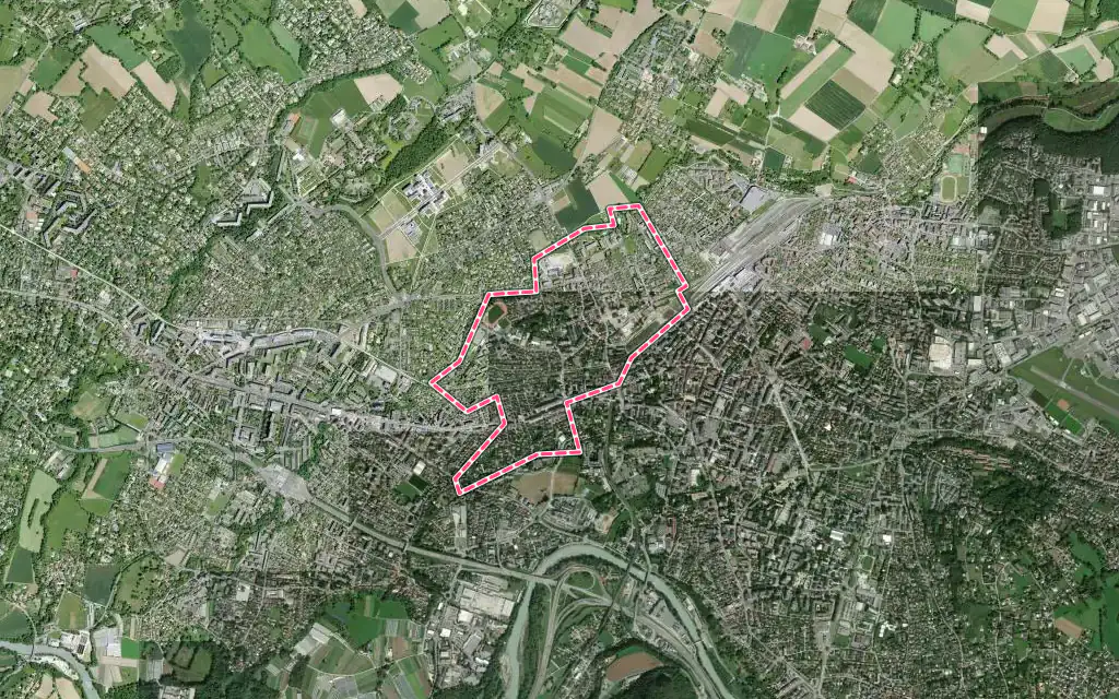 Vue satellite de Ambilly avec ses contours administratifs