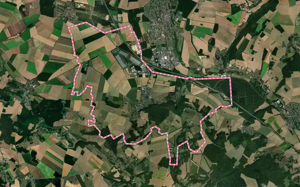 Vue satellite de Amblainville avec ses contours administratifs