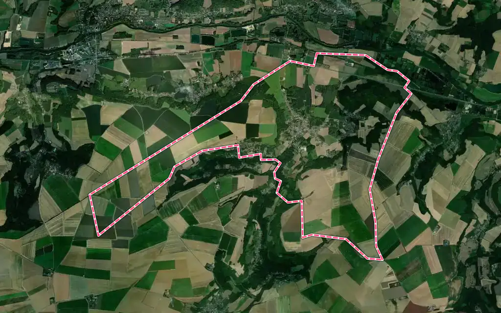 Vue satellite de Ambleny avec ses contours administratifs
