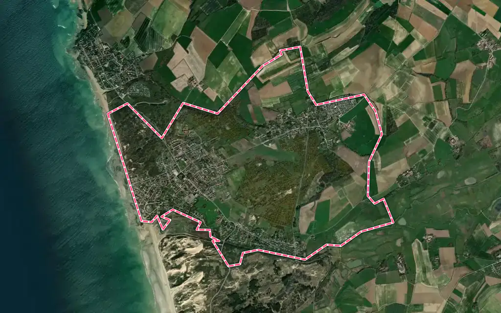 Vue satellite de Ambleteuse avec ses contours administratifs