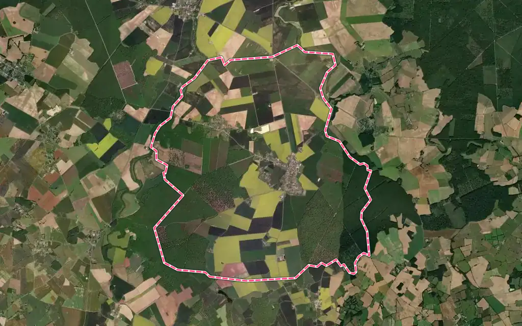 Vue satellite de Ambrault avec ses contours administratifs