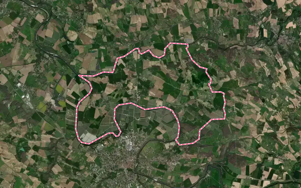 Vue satellite de Ambres avec ses contours administratifs