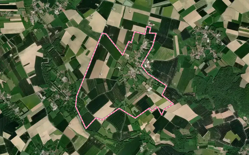 Vue satellite de Ambricourt avec ses contours administratifs
