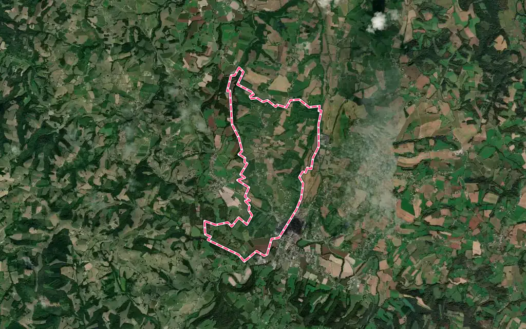 Vue satellite de Amendeuix-Oneix avec ses contours administratifs