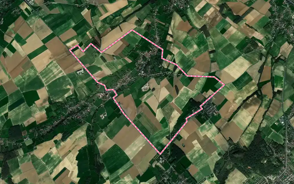 Vue satellite de Ames avec ses contours administratifs