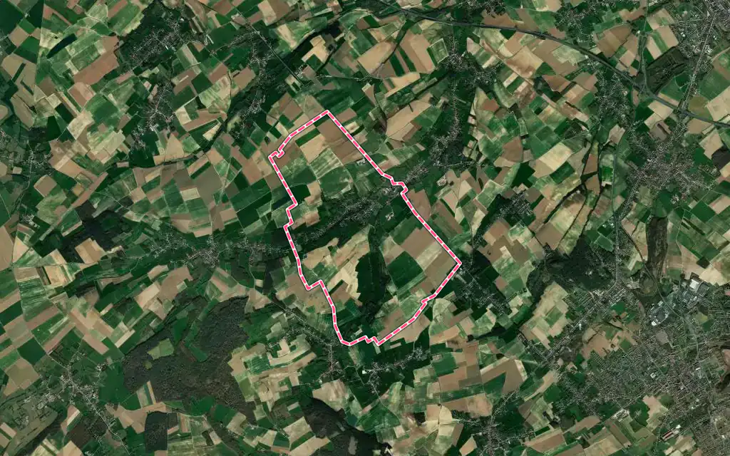 Vue satellite de Amettes avec ses contours administratifs