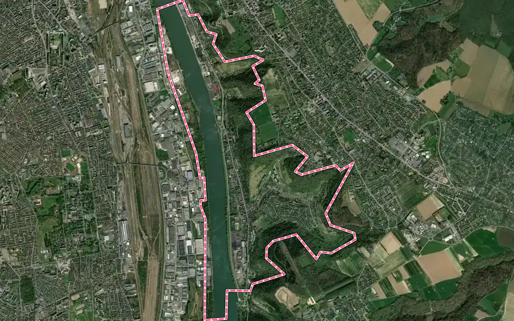 Vue satellite de Amfreville-la-Mi-Voie avec ses contours administratifs