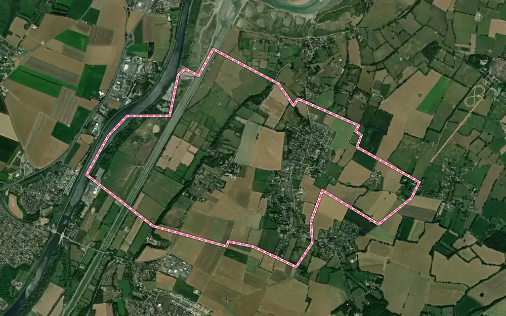 Vue satellite de Amfreville avec ses contours administratifs