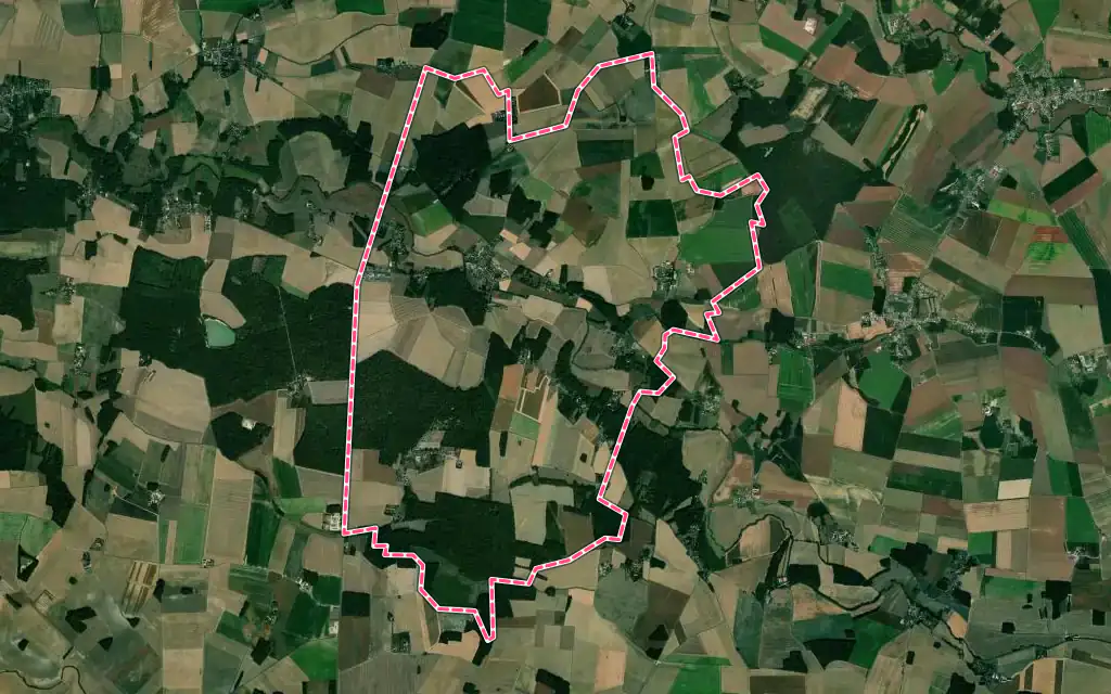 Vue satellite de Amillis avec ses contours administratifs