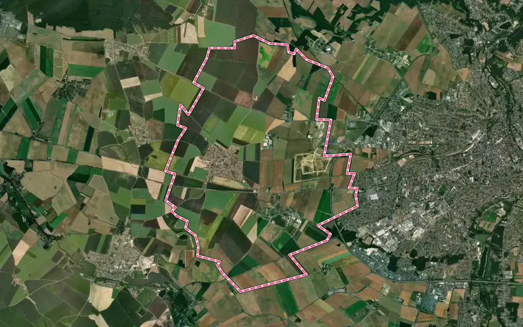 Vue satellite de Amilly avec ses contours administratifs