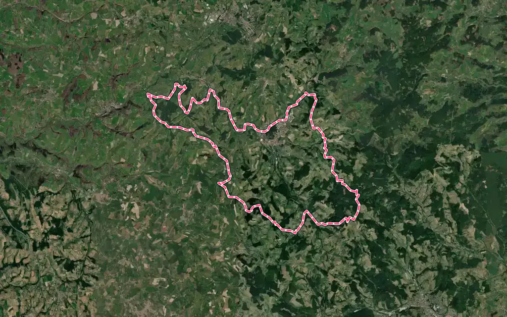 Vue satellite de Amplepuis avec ses contours administratifs
